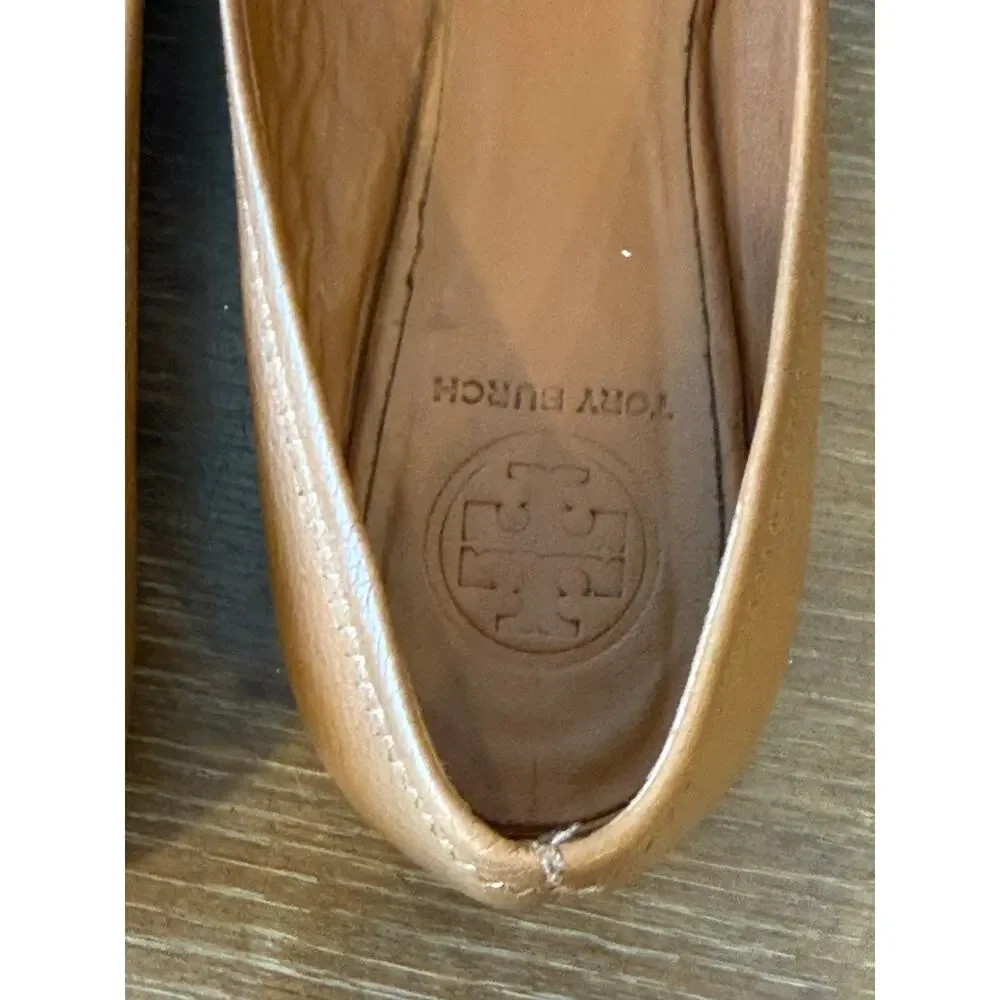 TORY BURCH Camel Reval Ballet Flat Women 7 Leather Flats light tan - Picture 5 of 8